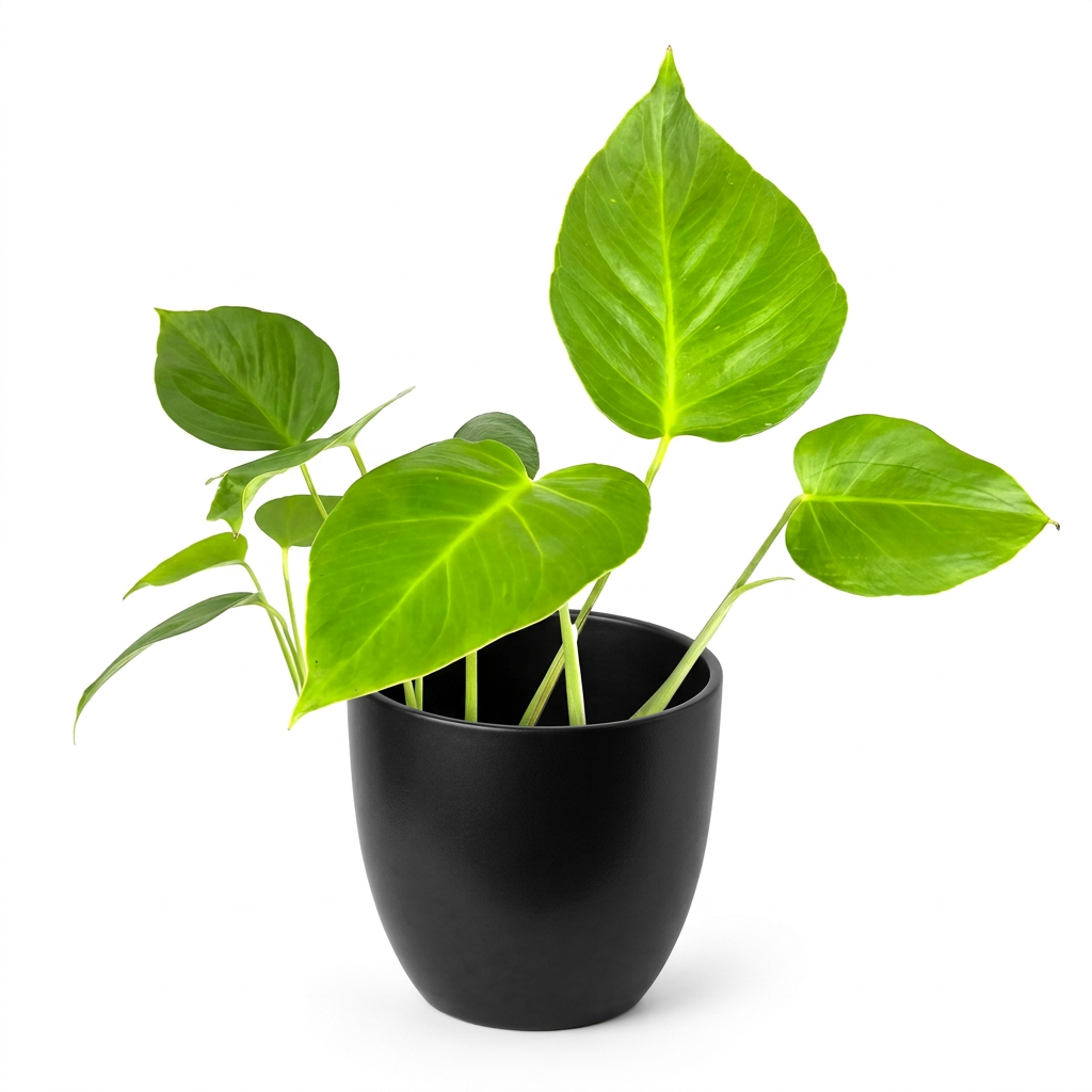 Monstera Sierrana styled in a black BASEL planter against a white background; decorative planter sold separately