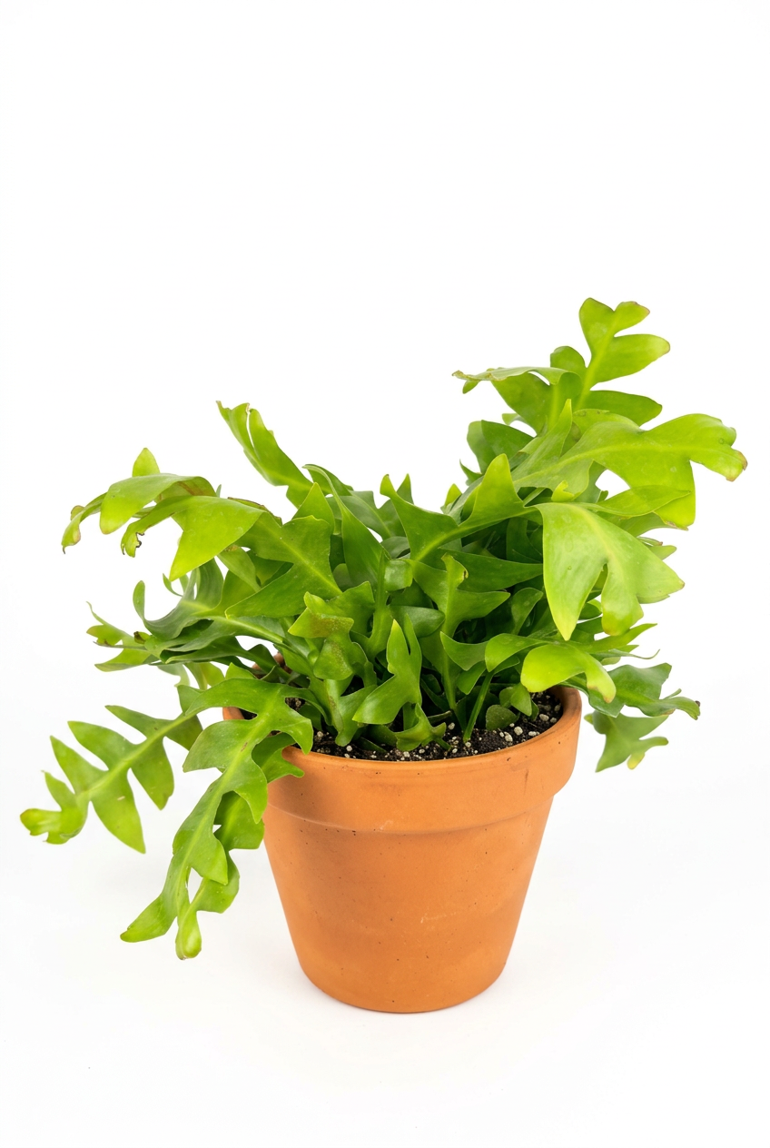 Shark Tooth Orchid Cactus styled in a classic terracotta pot on white; decorative pot sold separately.