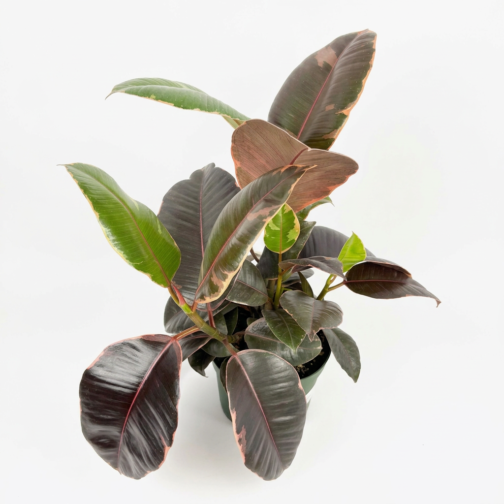 Ficus Decora Ruby Rubber Plant in a 6-inch nursery pot against a plain white studio background