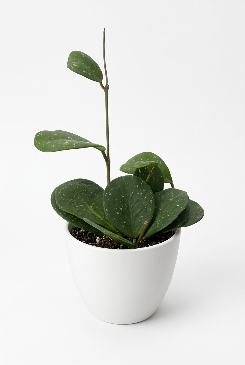 Hoya obovata styled in a white BASEL 4.7-inch planter on white; decorative planter sold separately.
