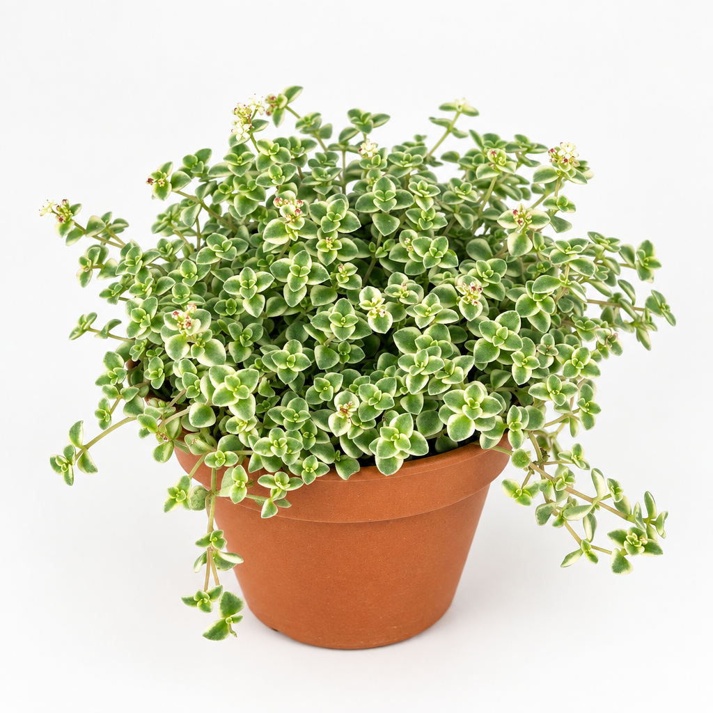 Sedum Little Missy styled in a warm terracotta pot, decorative pot not included