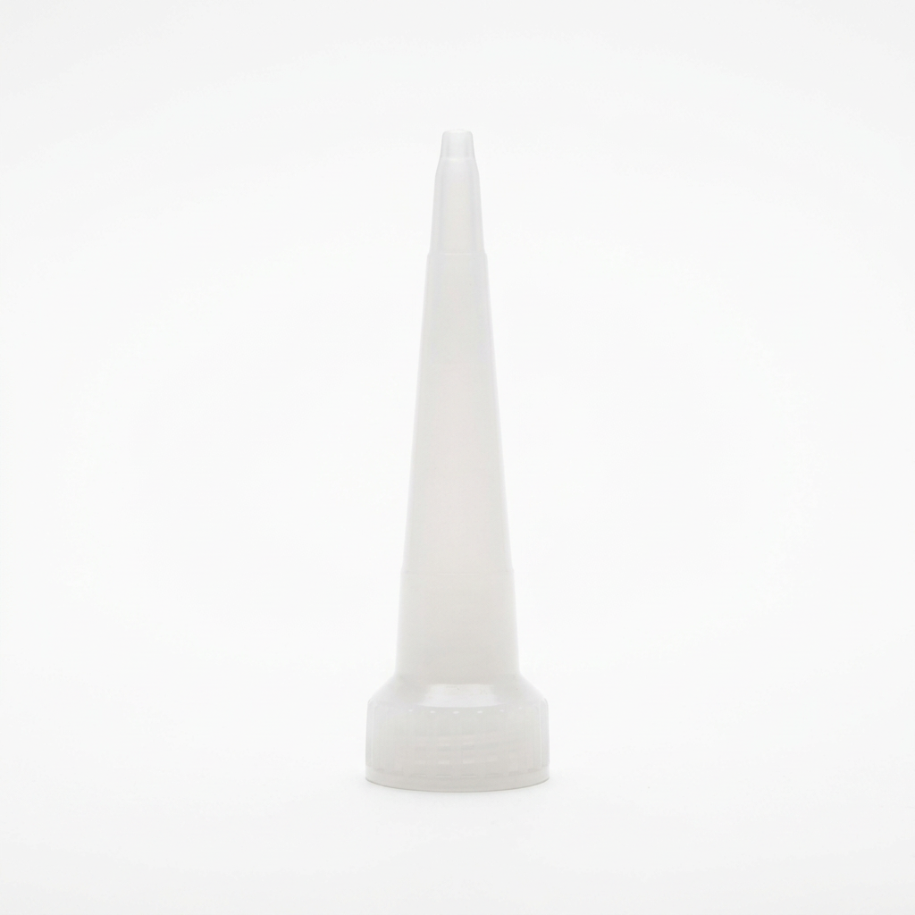 Translucent white Snip Tip applicator for the large Tillandsia adhesive tube on a white studio background.