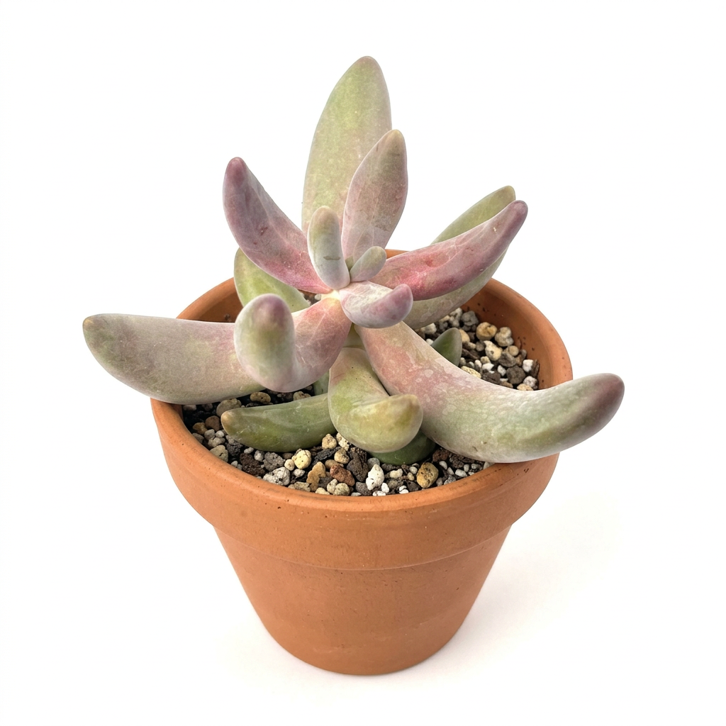 Pachysedum Ganzhou styled in a terracotta pot against a white studio background; decorative pot sold separately