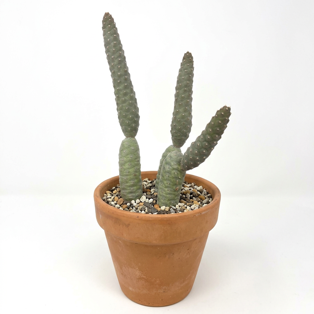 Pinecone Cactus styled in a classic terracotta pot on a white background; decorative pot not included with the plant.