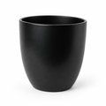 Empty black Basel 6-inch planter with rounded sides on a white studio background; plant not included