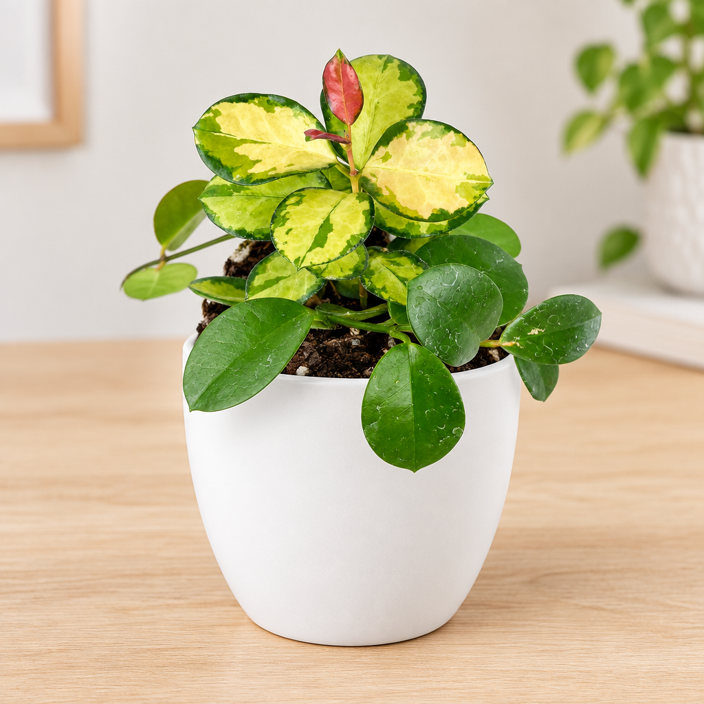 Hoya australis Lisa styled in white Basel 4.7-inch planter, sold separately