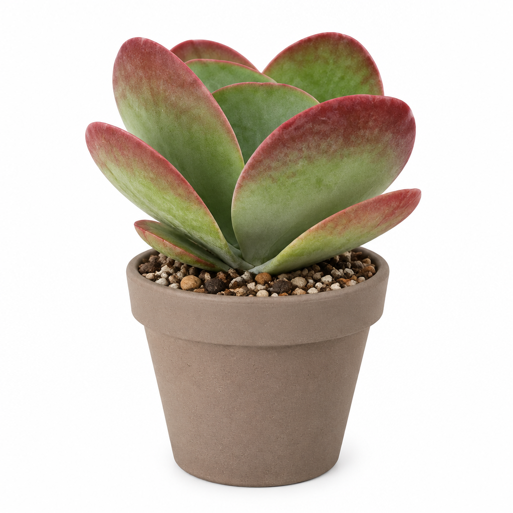 Red-edged Flapjacks Kalanchoe in taupe terracotta pot; decorative pot not included