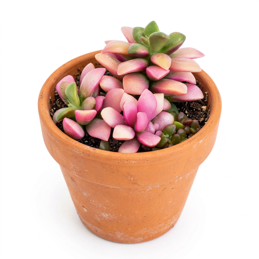 Anacampseros Sunrise styled in a warm terracotta pot on a white background; decorative pot not included