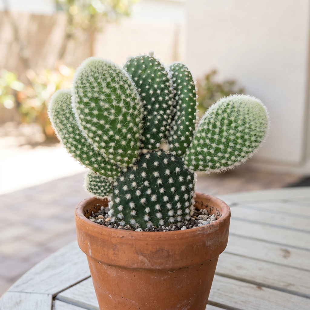 Angel Wings cactus styled directly in terracotta on an outdoor patio; decorative pot sold separately.