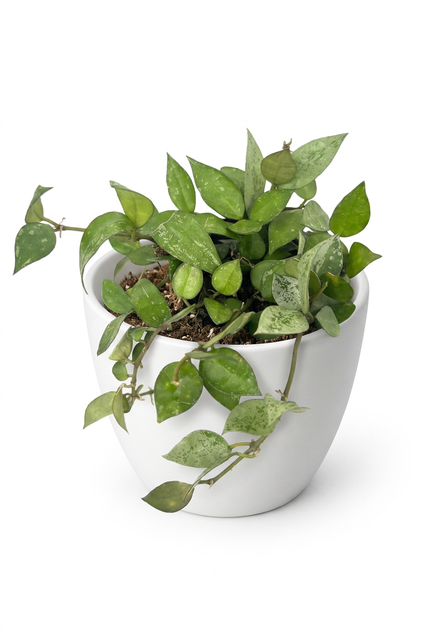 Hoya Eskimo styled in a white BASEL 4.7-inch planter on white; decorative planter sold separately.