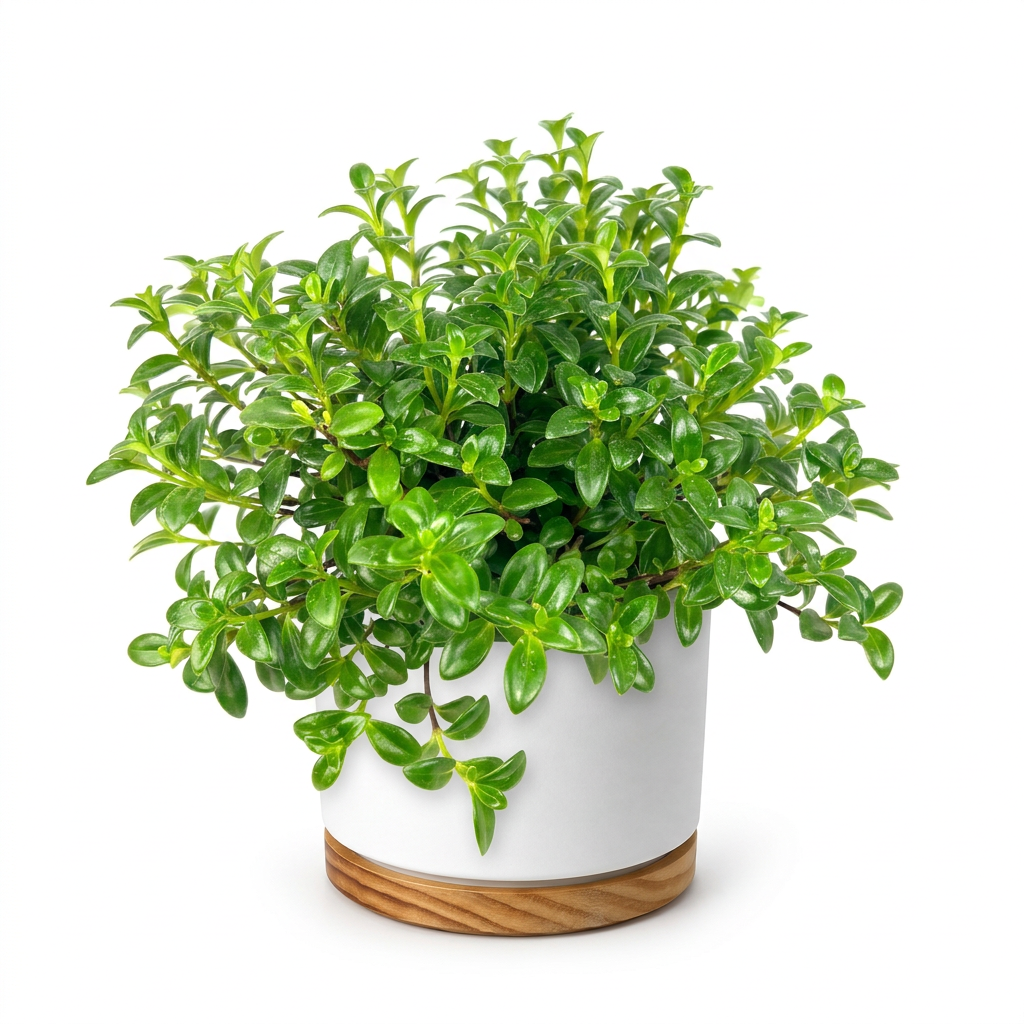 Nematanthus Candy Corn styled in a white 6-inch OSLO planter with wood-grain base; decorative planter sold separately