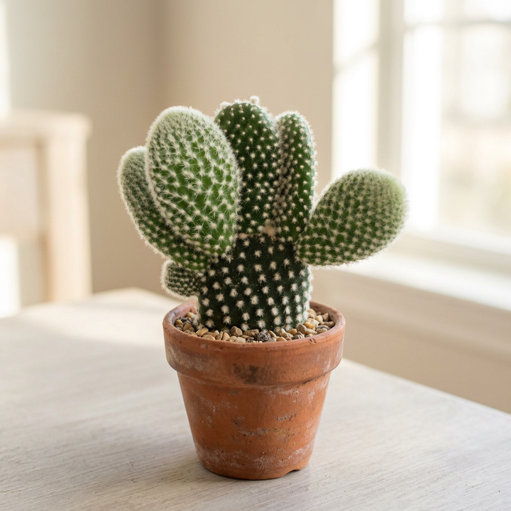 Angel Wings cactus styled directly in terracotta beside a sunny indoor window; decorative pot sold separately.