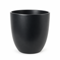 Empty black Basel 10.6-inch planter on a white studio background